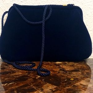 1980s Vanessa Vintage Blue Velvet Purse